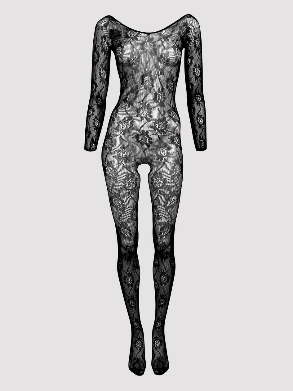 51998.jpg Lovehoney Boudoir Babe Black Lace Crotchless Bodystocking - Image 1
