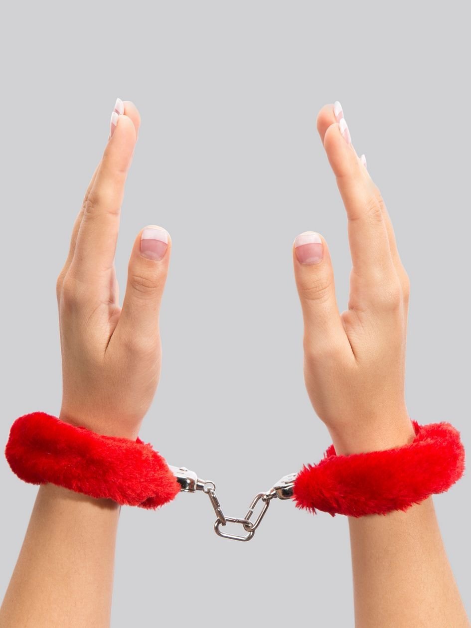 59301.jpg Lovehoney Red Furry Handcuffs - Image 1