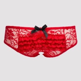 Lovehoney Red Crotchless Lace Ruffle-Back Panties