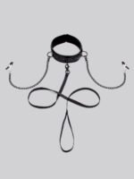 Bondage Boutique Black Rose Collar with Nipple Clamps - Image 2