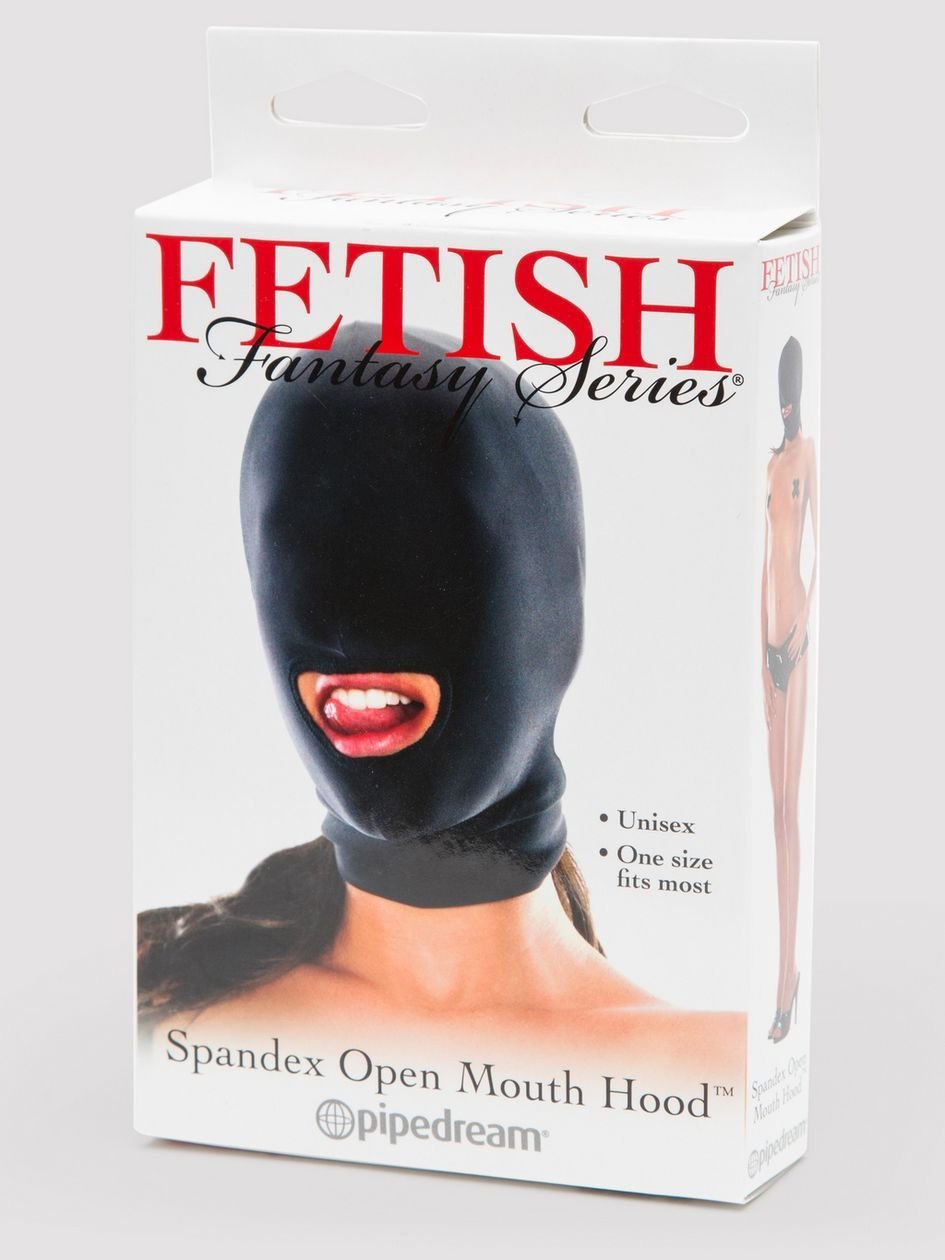 71796.jpg Fetish Fantasy Spandex Open Mouth Bondage Hood - Image 1