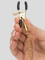 Bondage Boutique Adjustable Nipple Clamps with Gold Chain