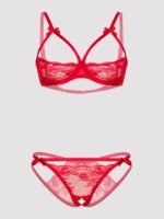 Lovehoney Red Quarter Cup Bra and Crotchless Panties Set - Image 5