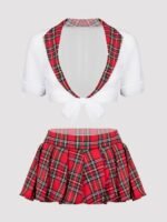 Lovehoney Fantasy Red Plaid Skirt Set - Image 6