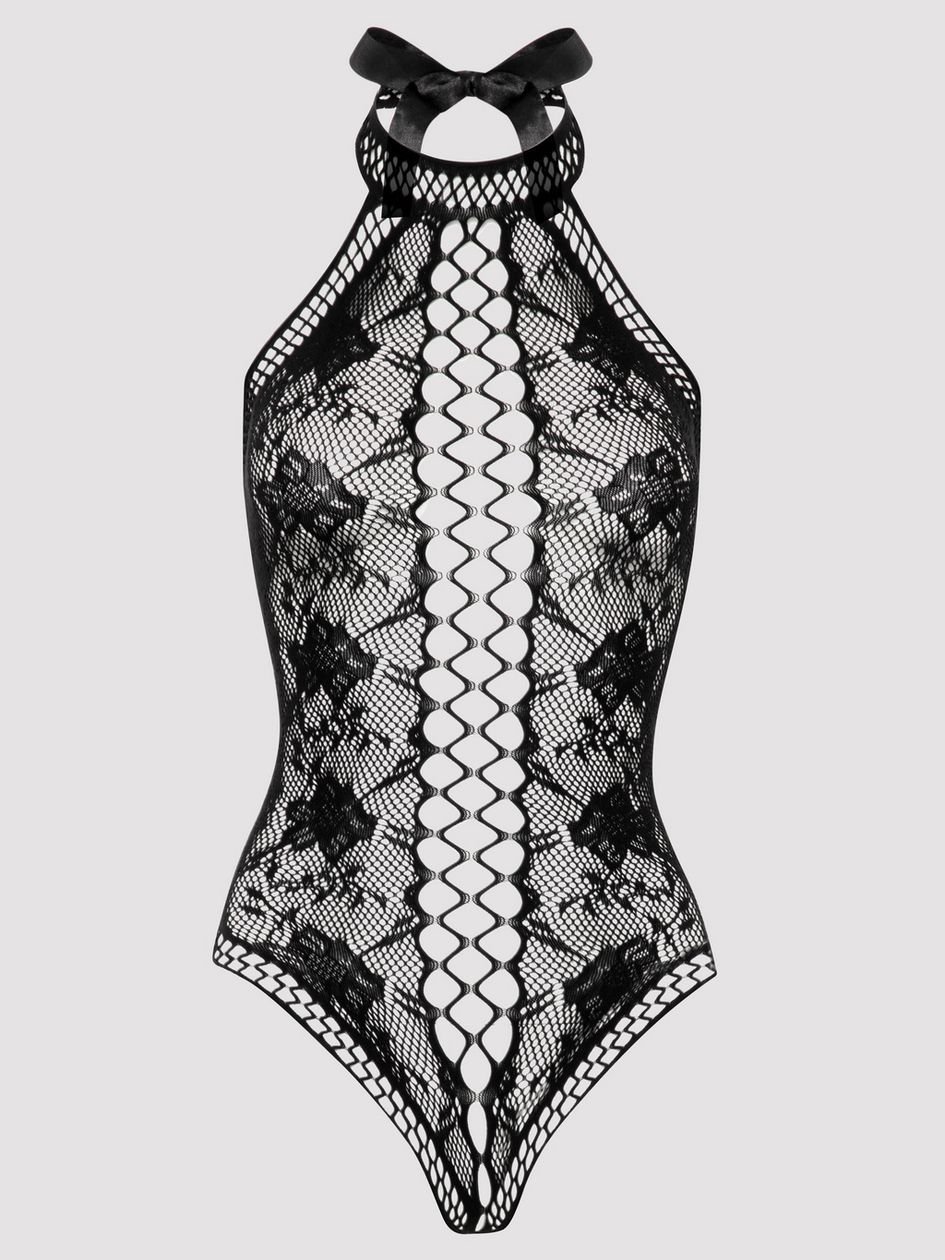 80700.jpg Lovehoney Black Lace and Fishnet Thong Teddy - Image 1