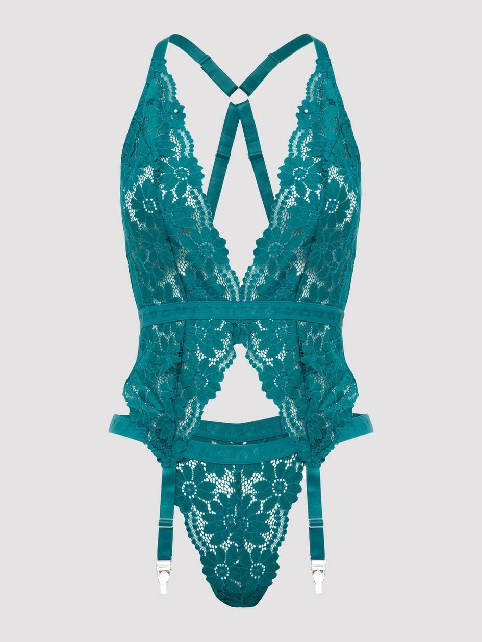 84060.jpg Lovehoney Plus Size Mindful Forest Green Recycled Lace Bustier Set - Image 1