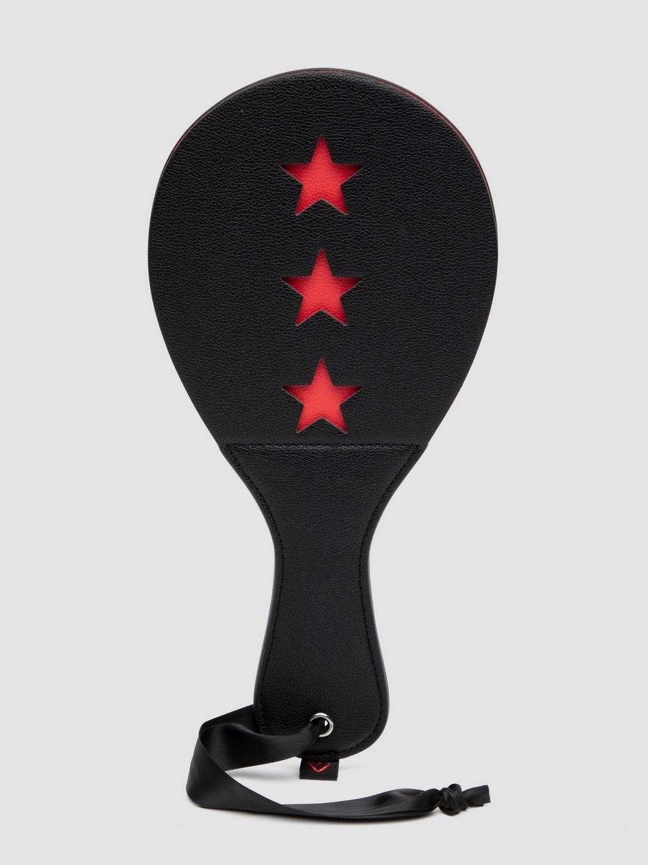 84710.jpg Bondage Boutique Faux Leather Red Stars Slapper Spanking Paddle - Image 1