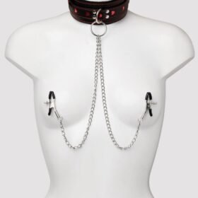 Bondage Boutique Heart Collar with Nipple Clamps and Chain