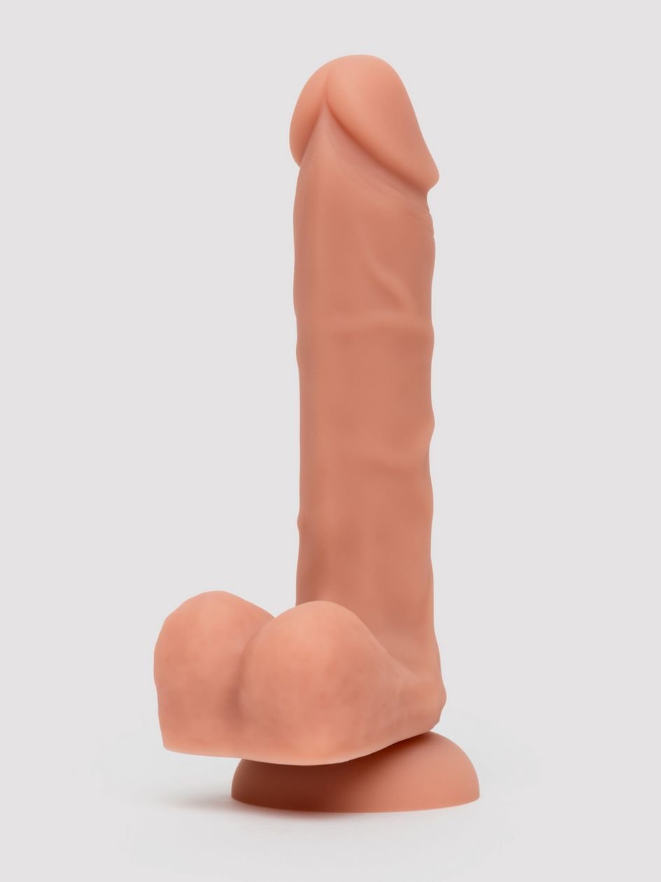 86989.jpg Lifelike Lover Classic Dual-Density Silicone Dildo with Balls 8 Inch - Flesh Tan - Image 1