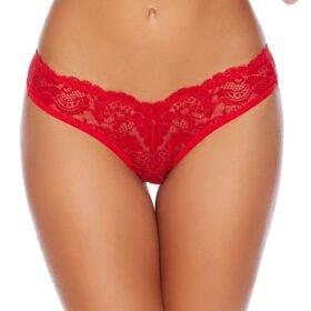 Escante Red Lace Open Back Jewelled Naughty Knicker