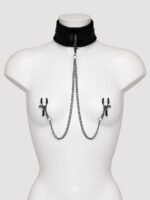 SEI MIO Twin Tweaks Velvet Collar with Nipple Clamps - Image 2