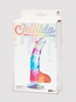 Rainbow Transparent Dildo with Balls 6 Inch