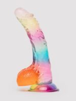 Rainbow Transparent Dildo with Balls 6 Inch - Image 4