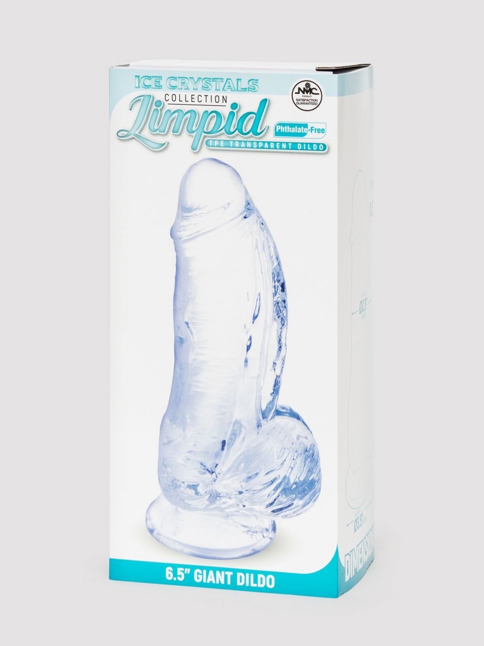 87908.jpg Ice Crystals Girthy Transparent Dildo with Balls 6.5 Inches - Image 1