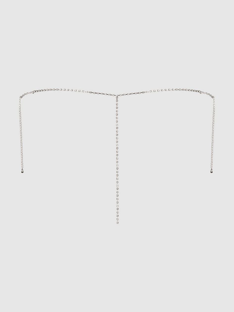 88051.jpg House of Desire Silver Rhinestone V-Front G-String - Image 1