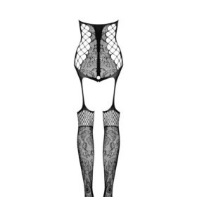 Obsessive Black Crotchless Lace Suspender Bodystocking