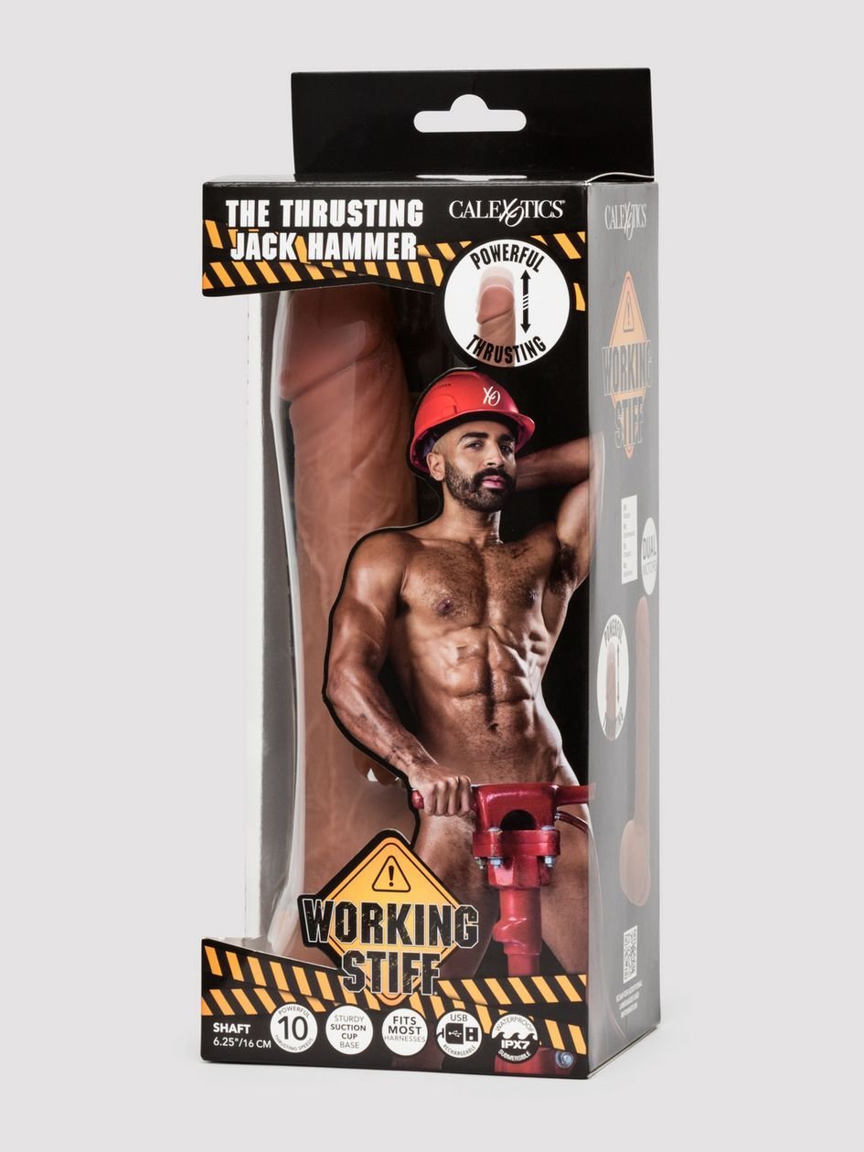 88283.jpg Working Stiff The Thrusting Jack Hammer 8.25 Inch Realistic Silicone Vibrating Dildo - Image 1