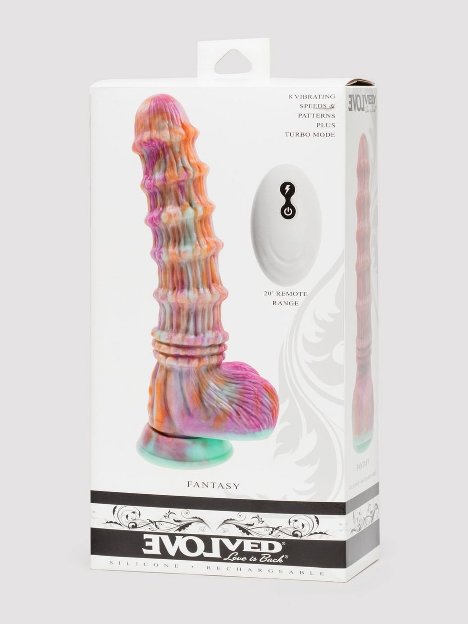 88381.jpg Fantasy Textured Remote Control Dildo Vibrator 8 Inch - Image 1