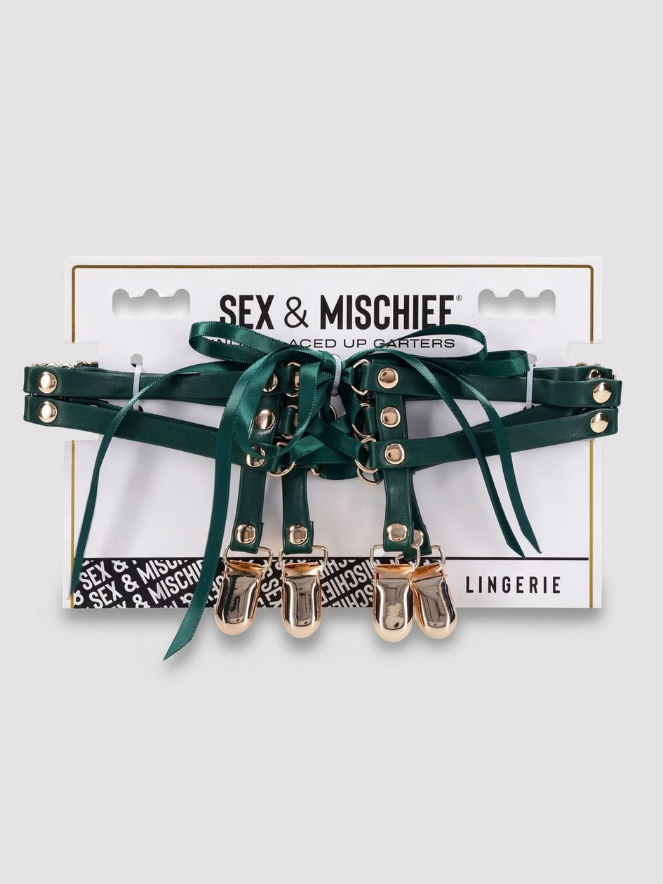 88406.jpg Sportsheets Indica Laced Up Garters - Image 1