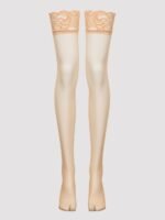 Lovehoney Plus Size Sheer Light Beige Lace Top Thigh High Stockings - Image 5
