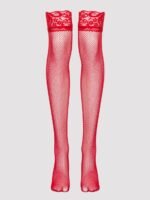 Lovehoney Plus Size Red Fishnet Lace Top Thigh High Stockings