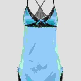 Lovehoney Plus Size Turquoise Satin and Lace Chemise Set