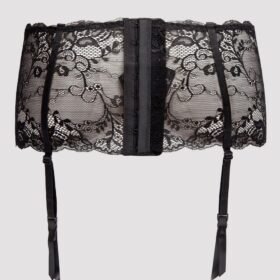 Lovehoney Plus Size Love Me Lace Deep Garter Belt Black