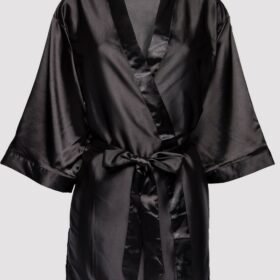 Lovehoney Plus Size Short Black Satin Robe