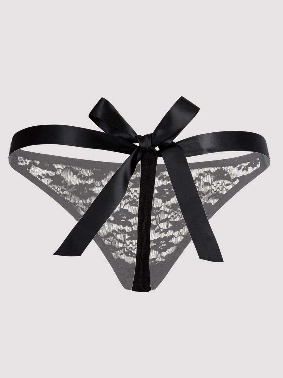 a34025g65548.jpg Lovehoney Plus Size Unwrap Me Women's Black Thong - Image 1