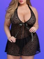 Lovehoney Plus Size Unwrap Me Black Lace Babydoll - Image 3