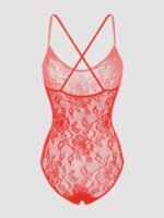 Lovehoney Plus Size Red Crotchless Lace Spaghetti Strap Teddy