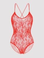 Lovehoney Plus Size Red Crotchless Lace Spaghetti Strap Teddy - Image 2