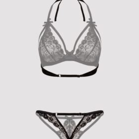 Lovehoney Plus Size Underwired Lace Triangle Bra and Crotchless G-String Set
