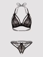 Lovehoney Underwired Lace Triangle Bra & Crotchless G-String Set - Image 5