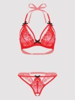 Lovehoney Plus Size Red Underwired Lace Triangle Bra and G-String Set - Image 7