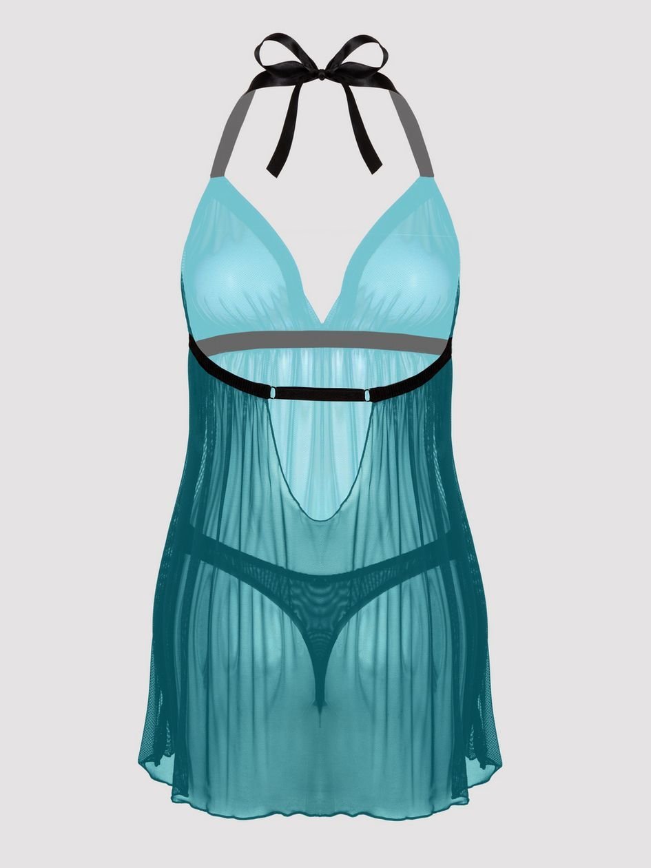 a37320g74240.jpg Lovehoney Barely There Sheer Green Babydoll Set - Image 1