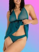 Lovehoney Barely There Sheer Green Babydoll Set - Image 3