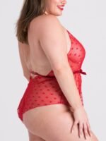 Lovehoney Plus Size Barely There Red Sheer Hearts Crotchless Teddy - Image 4