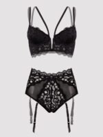 Lovehoney Parisienne Black Lace Plunge Longline Bra Set - Image 7