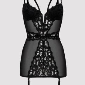 Lovehoney Plus Size Parisienne Black Lace Plunge Chemise