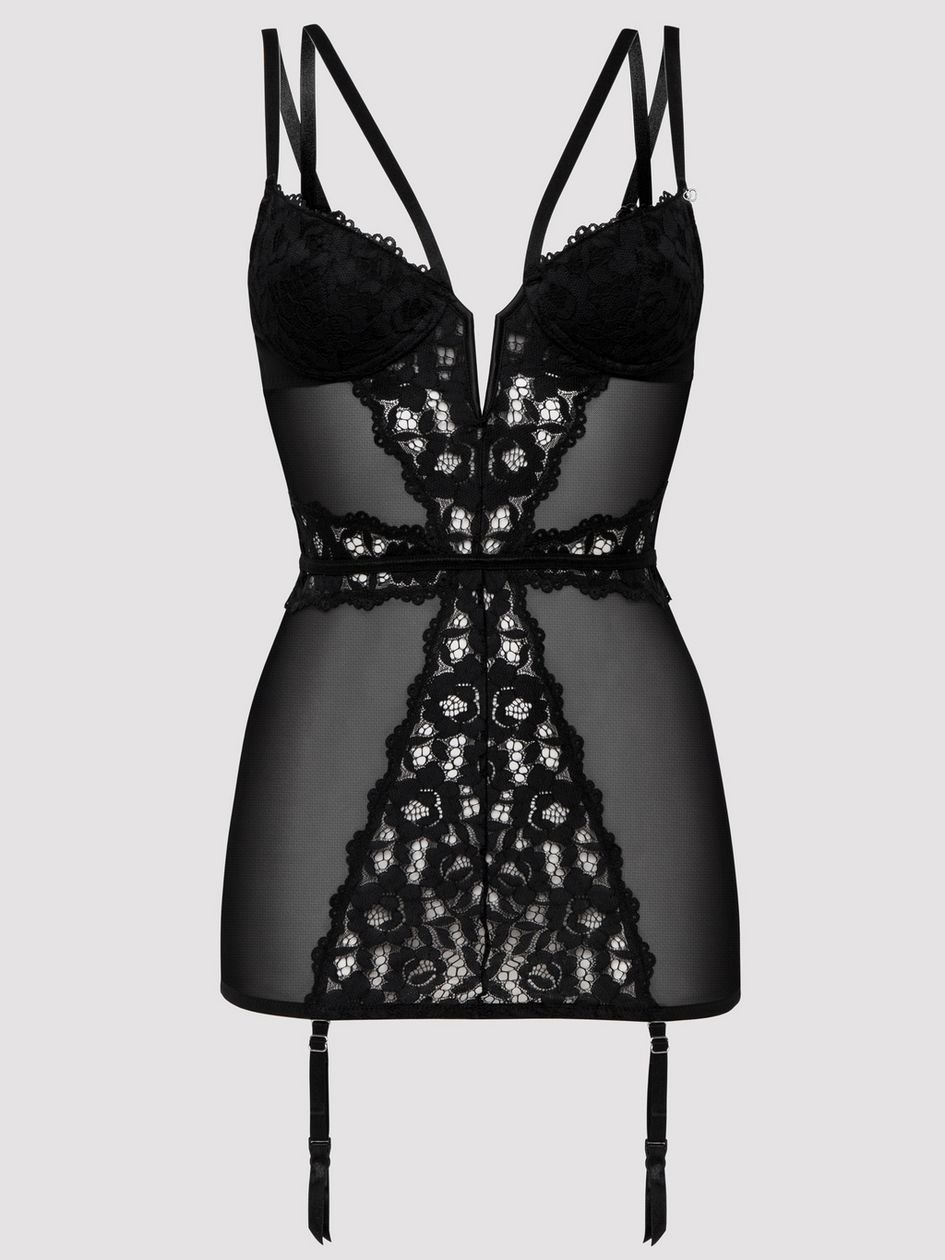 a39216g72033.jpg Lovehoney Plus Size Parisienne Black Lace Plunge Chemise - Image 1