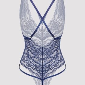 Lovehoney Plus Size Late Night Liaison Blue Crotchless Lace Teddy