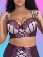 Lovehoney Plus Size Boudoir Belle Plum Push-Up Longline Bra Set - Image 3