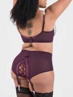 Lovehoney Plus Size Boudoir Belle Plum Push-Up Longline Bra Set - Image 4