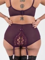 Lovehoney Plus Size Boudoir Belle Plum Push-Up Longline Bra Set - Image 5