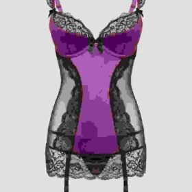 Lovehoney Treasure Me Purple Underwired Plunge Chemise Set