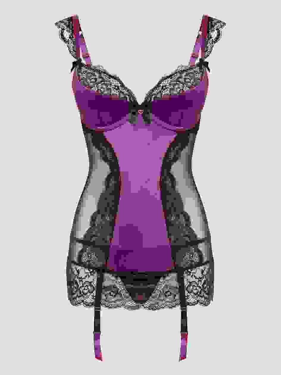 a40912g74537.jpg Lovehoney Treasure Me Purple Underwired Plunge Chemise Set - Image 1