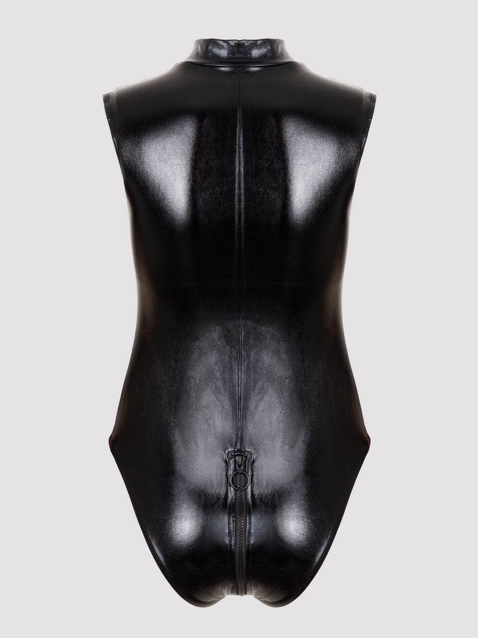 a41160g75013.jpg Lovehoney Fierce Wet Look Zipper Peek-a-Boo Teddy - Image 1