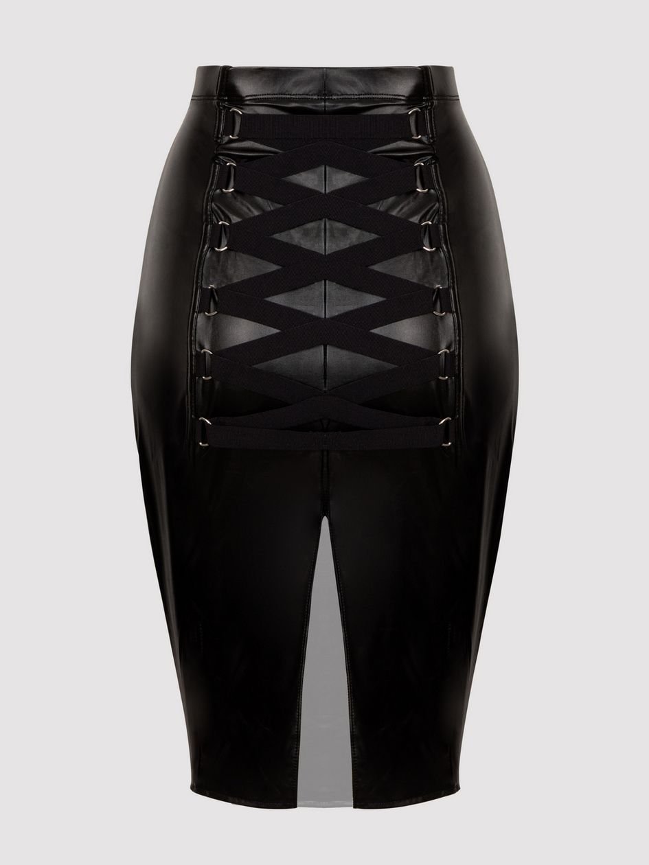 a41286g75196.jpg Lovehoney Plus Size Fierce Black Leather-Look Skirt - Image 1