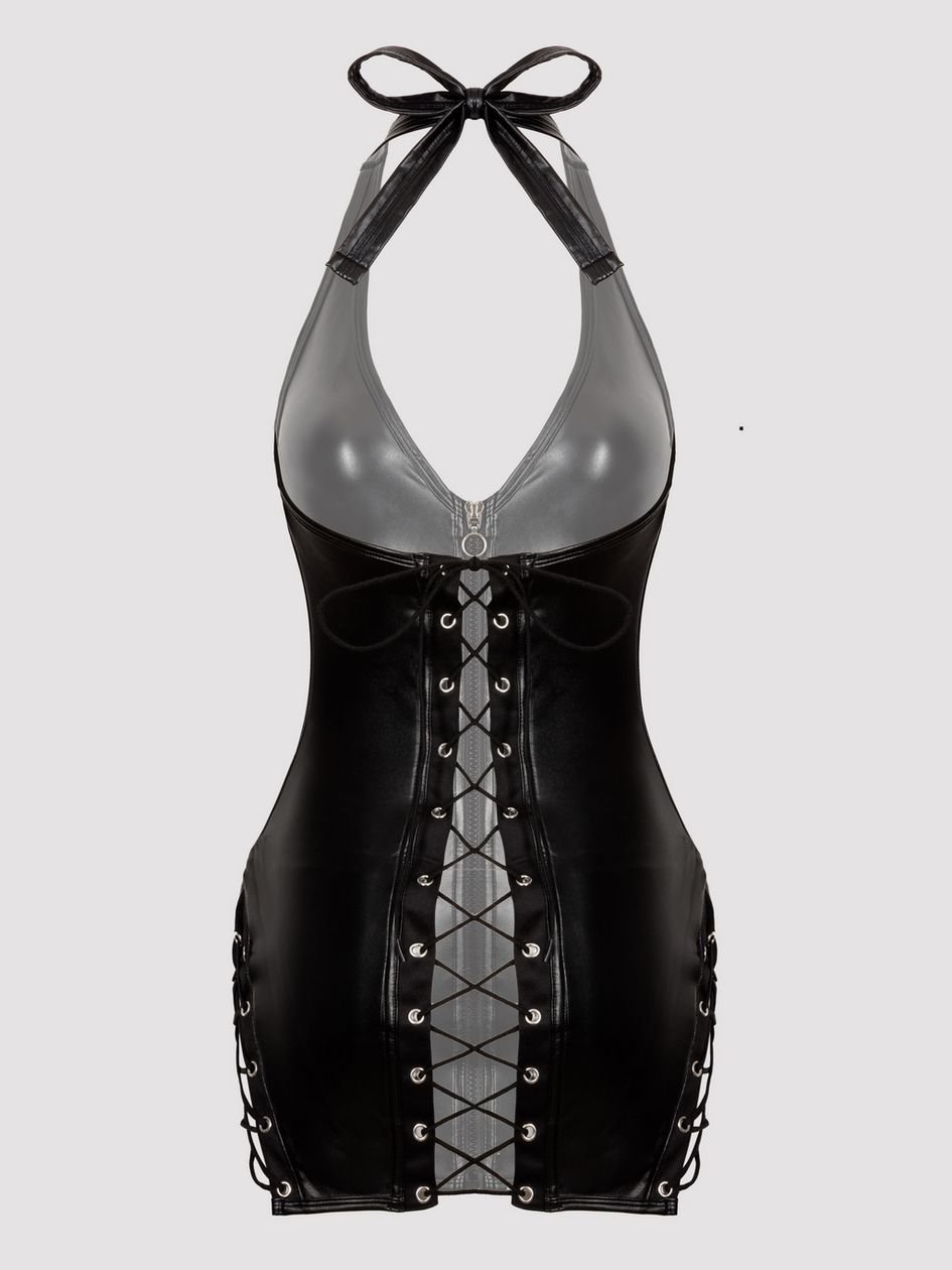 a44249g79746.jpg Lovehoney Plus Size Fierce Leather-Look Lace-Up Dress - Image 1